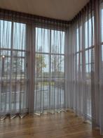 Grijze Linnen Look Gordijnen - Enkele Plooi, Huis en Inrichting, 200 cm of meer, Ophalen of Verzenden, Zo goed als nieuw, 200 cm of meer