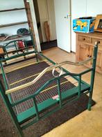 Groen metalen bedframe - Eenpersoons, Huis en Inrichting, Ophalen, Gebruikt, 90 cm, Eenpersoons