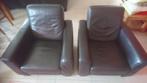 2 leren fauteuils stoelen Goossens Zwart Leren Leer fauteuil, Ophalen, Gebruikt, 75 tot 100 cm, Leer