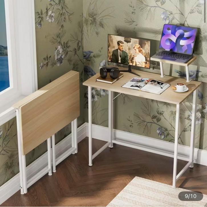 Inklapbare Computertafel - Licht Eiken - Zo Goed Als Nieuw, Huis en Inrichting, Bureaus, Zo goed als nieuw, Bureau, Ophalen