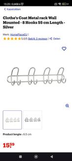 Clothe's Coat Metal rack Wall Mounted /8Hooks 58,5 cm Length, Huis en Inrichting, Nieuw, Minder dan 100 cm, Metaal, Ophalen