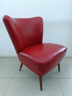 Vintage retro cocktail stoel, midcentury rode skai leder l, Ophalen, Huis en Inrichting