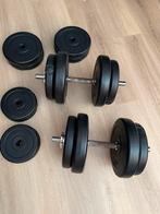 Dumbells 2 en stang gewichten, Sport en Fitness, Fitnessmaterialen, Ophalen, Zo goed als nieuw