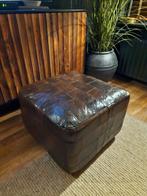 Vintage leren poef, patchwork., Ophalen