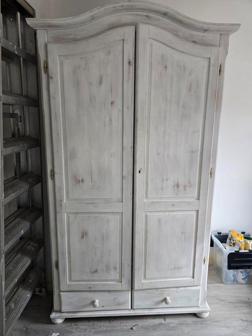 Brocante grenen linnenkast met kuif, Huis en Inrichting, Kasten | Kledingkasten, Zo goed als nieuw, 150 tot 200 cm, 100 tot 150 cm