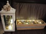 Houten bak 52cm.+verlichting en deco +lantaarn alles 10€, Ophalen, Zo goed als nieuw