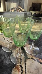 Uranium Wijnglazen, 19e/20e eeuw, 4 stuks, Antiek en Kunst, Antiek | Glas en Kristal, Ophalen of Verzenden