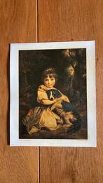 Oleografie Meisje met hond, Ophalen of Verzenden