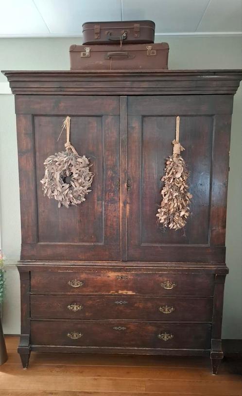 Antiek grenen kabinet van rond 1900 zeldzaam exemplaar, Huis en Inrichting, Kasten | Buffetkasten, Gebruikt, 50 tot 75 cm, Grenenhout