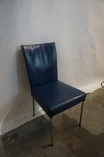 Blauwe leren Bert Plantagie stoel eetkamerstoel, Ophalen, Gebruikt, Blauw, Leer