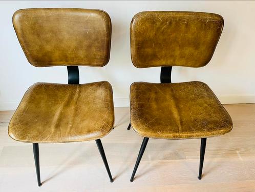 2 stoelen – Industrieel vintage stijl (goede staat), Huis en Inrichting, Stoelen, Gebruikt, Twee, Leer, Overige kleuren, Ophalen