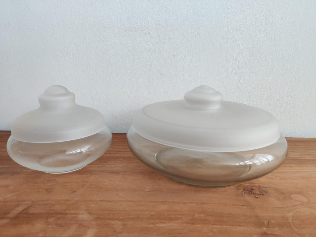 Twee schalen voor koekjes en snoep, Schaal, Rond, Ophalen of Verzenden, Glas