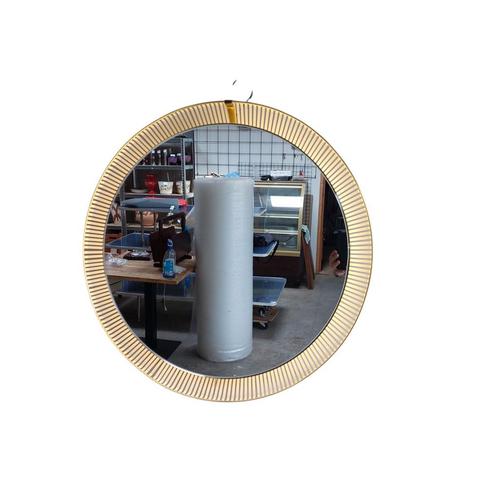 Vintage XL ronde spiegel met verlichting May & Christe, Huis en Inrichting, Woonaccessoires | Spiegels, Gebruikt, 50 tot 75 cm