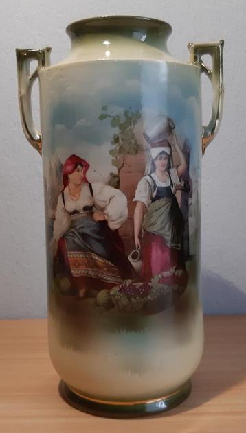 Grote Jugendstil vaas met twee vrouwen