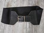 @ zwarte elastische met leren taille riem, 80 tot 90 cm, 5 cm of meer, Zwart, Tailleriem