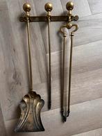 Antiek messing haardstel, Ophalen, Gebruikt, Vrijstaande haard, Houthaard