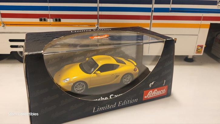 Schuco Porsche Cayman Speedgelb, Hobby en Vrije tijd, Modelauto's | 1:43, Zo goed als nieuw, Auto, Schuco, Ophalen of Verzenden