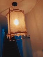 Hanglamp beige lampion met bamboe, nieuw, Ophalen of Verzenden, Zo goed als nieuw, Stof, Minder dan 50 cm