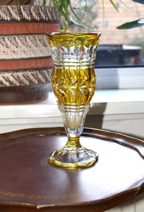 Vintage Kristal Glazen Vaas, Verzamelen, Porselein, Kristal en Bestek, Gebruikt, Glas of Glazen, Kristal, Ophalen