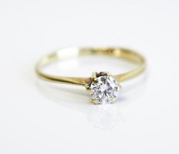 14 krt gouden verlovingsring met prachtige diamant 0,22ct beschikbaar voor biedingen