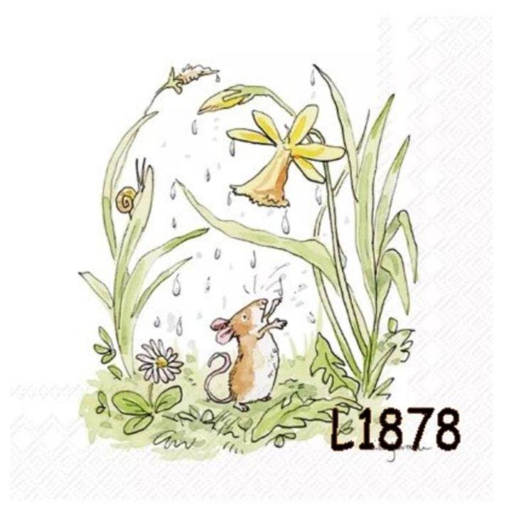 Servetten decoupage/b. journal * Mouse in spring L1878 33ct, Hobby en Vrije tijd, Knutselen, Nieuw, Materiaal, Verzenden