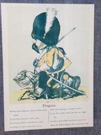 Mooie oude Engelse ingelijste karikatuur van een Dragoon., Ophalen of Verzenden