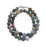Halsketting Indian Agaat  Kralen 10 mm  925 sterling zilver, Ophalen of Verzenden, Mineraal