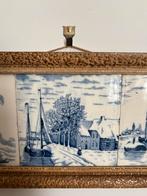Delfts Blauw Tegeltableau met Gouden Lijst, Ophalen of Verzenden