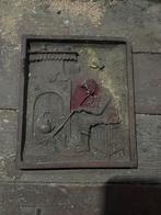 Oude wanddecoratie met man bij de haard, Antiek en Kunst, Ophalen of Verzenden