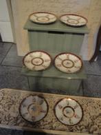9 antieke porcelijnen bordjes met ophangbevestiging, Ophalen of Verzenden