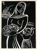 Karl Rabus (1898–1983) Houtsnede 'Moeder en kind' ~1925. Ges, Antiek en Kunst, Kunst | Etsen en Gravures, Verzenden
