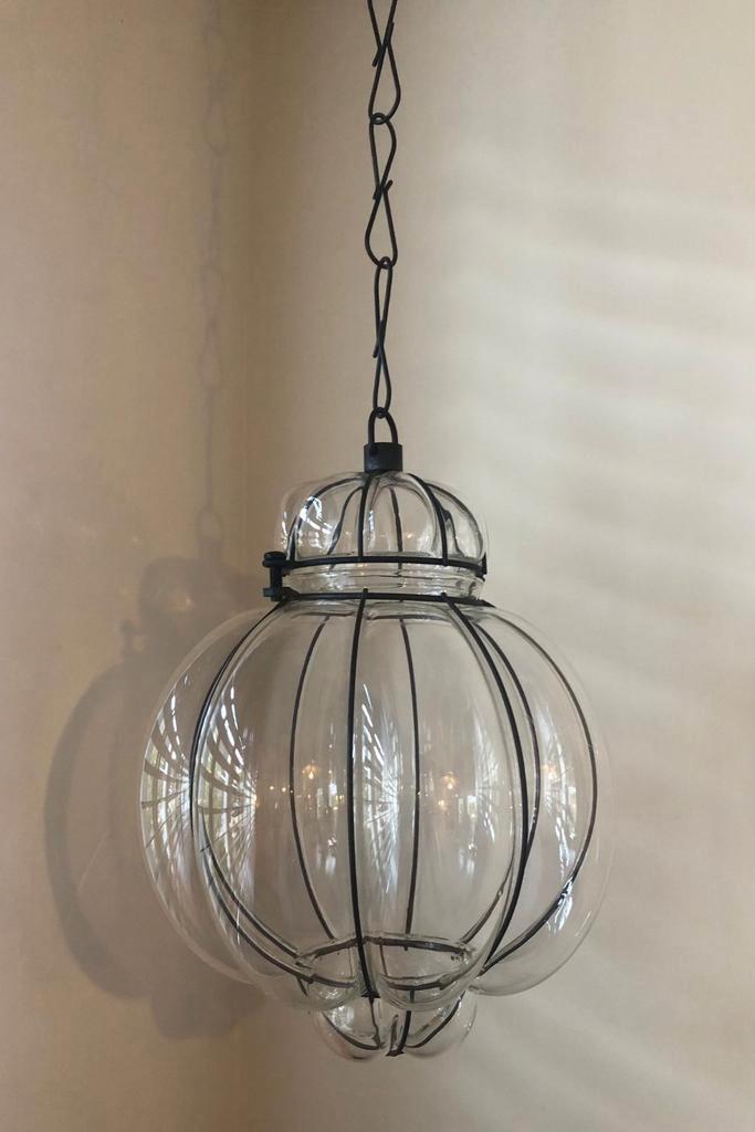 Venetiaanse glazen hanglamp – mondgeblazen, jaren ’60, Huis en Inrichting, Lampen | Hanglampen, Gebruikt, Minder dan 50 cm, Glas