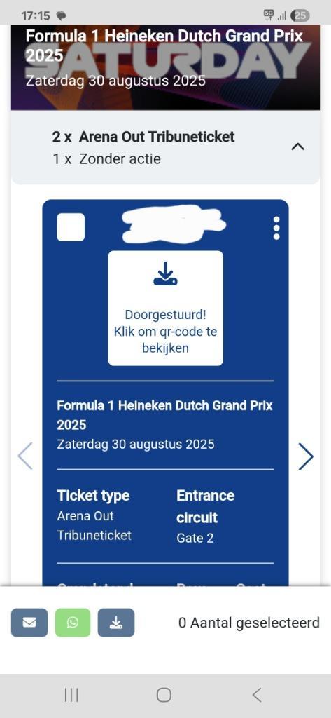 F1 Zandvoort 2x 2 kaarten Arena-Out Tribune Zat/Zondag, Tickets en Kaartjes, Sport | Overige, Twee personen, Augustus