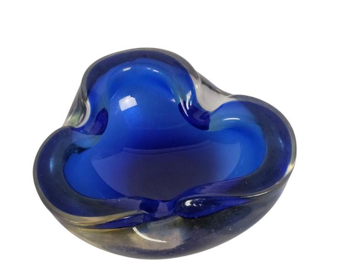 Murano - Murano Sommerso - asbak - schaal - cobalt blauw, Antiek en Kunst, Antiek | Glas en Kristal, Ophalen of Verzenden