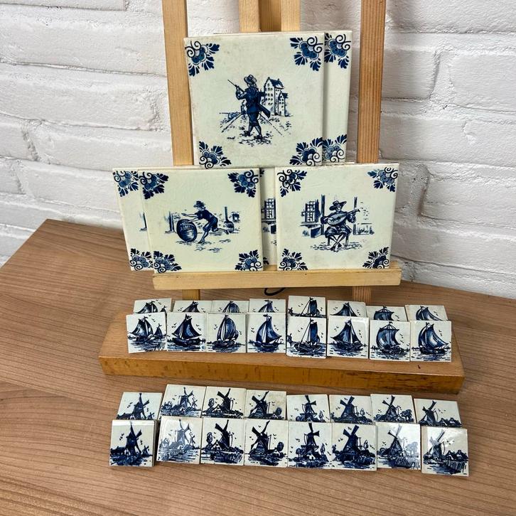 Delfts Blauwe Tegels - Handgeschilderd, Antiek en Kunst, Antiek | Wandborden en Tegels, Ophalen of Verzenden