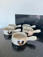 Vintage set van 7 Soepkom met handvat. Afbeelding haan., Huis en Inrichting, Keuken | Servies, Ophalen of Verzenden, Zo goed als nieuw