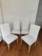 4 Ikea BERGMUND stoelen + Hallarp hoezen, Huis en Inrichting, Stoelen, Ophalen, Hout, Wit, Zo goed als nieuw