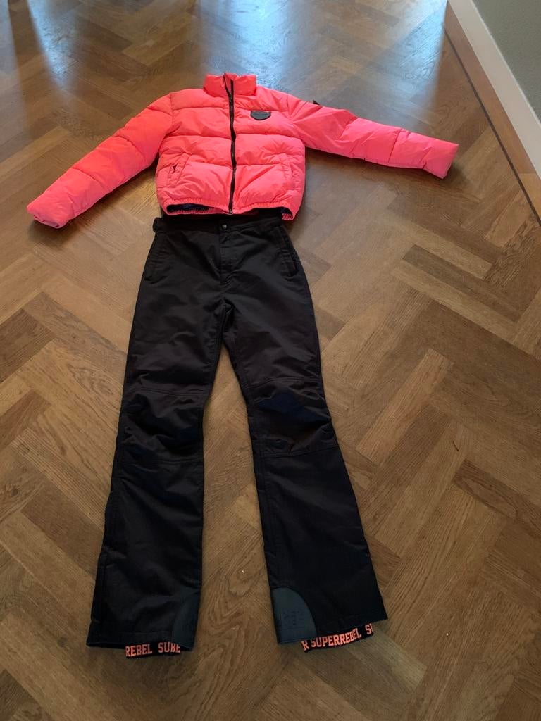 Skipak - jas en broek. Superrebel. Maat 176. Roze en zwart, Ophalen of Verzenden, Gebruikt, Meisje