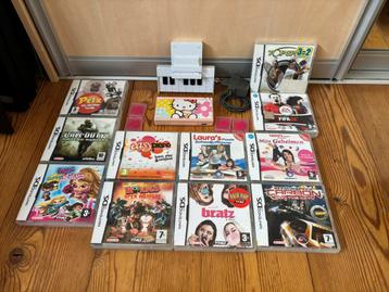 Roze Nintendo DS Lite met 11 games en piano beschikbaar voor biedingen