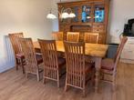 Eettafel met 8 stoelen, Huis en Inrichting, Tafels | Eettafels, Ophalen, Gebruikt, Rechthoekig, 50 tot 100 cm