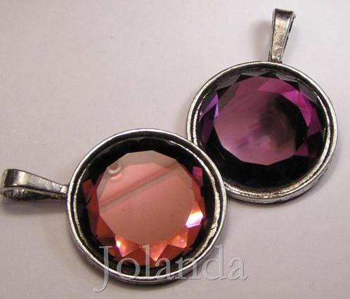 1047 Metalen Hanger met Lila Transparante Crystal Glas, Hobby en Vrije tijd, Kralen en Sieraden maken, Nieuw, Hanger, Verzenden