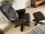 Relexstoel zwart leer, Huis en Inrichting, Ophalen of Verzenden, Gebruikt, Leer, Minder dan 150 cm