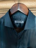 Modern Tailor, Zijden Overhemd Petrol Blauw - Maat L, Kleding | Heren, Overhemden, Ophalen of Verzenden, Zo goed als nieuw, Blauw