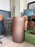 Industriële ton bloembak bloempot roest, Kunststof, Gebruikt, Minder dan 60 cm, Rond