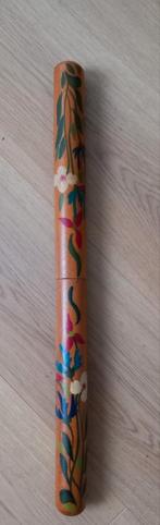 Vintage beschilderde houten breinaalden koker, Hobby en Vrije tijd, Breien en Haken, Ophalen, Gebruikt, Breien, Naald