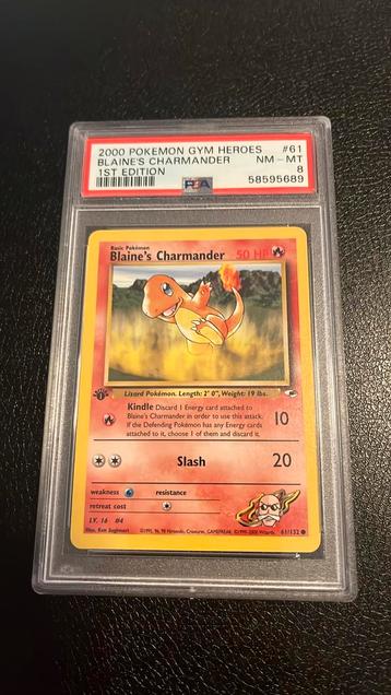 1st edition Blaine’s Charmander Gym Heroes PSA 8 Pokémon beschikbaar voor biedingen