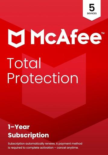 McAfee Total Protection - 1 Jaar - 5 Apparaten beschikbaar voor biedingen