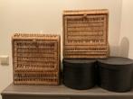 Houten/rieten manden voor aan de wand (2 stuks), Gebruikt, Mand, Ophalen of Verzenden, Riet