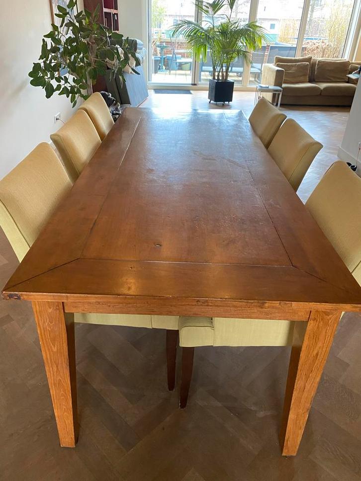 Eettafel met 6 stoelen en lades, Huis en Inrichting, Complete eetkamers, Gebruikt, 6 tot 8 stoelen, Ophalen