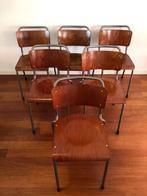 Gispen Delft schoolstoelen retro vintage dutch design, Huis en Inrichting, Stoelen, Ophalen, Bruin, Retro vintage dutch design